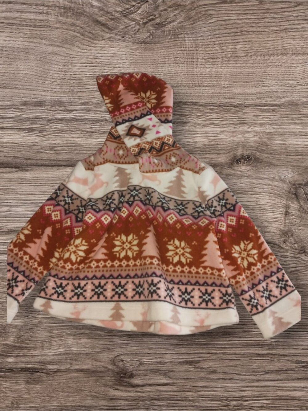 The Children's Place Fleece Pullover 18-24 Months Fair Isle Deer Snowflake Print
